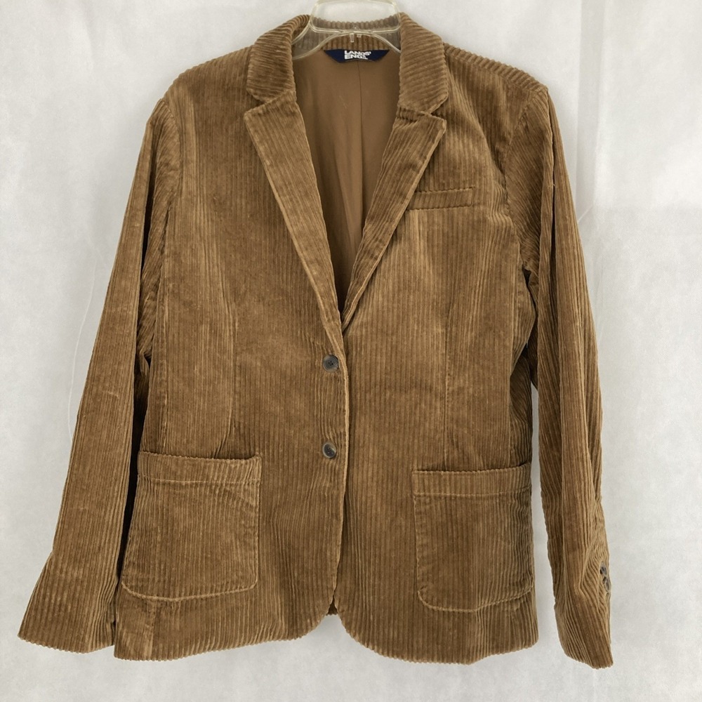 Lands' End Blazer Women's Large Brown Wide Wale Corduroy Academic Preppy Capsule